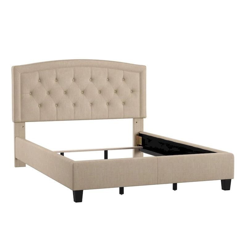 Adjustable Diamond-Tufted Arched Headboard Bed