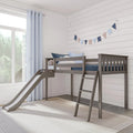 Twin-Size Low Loft Bed with Slide and Ladder