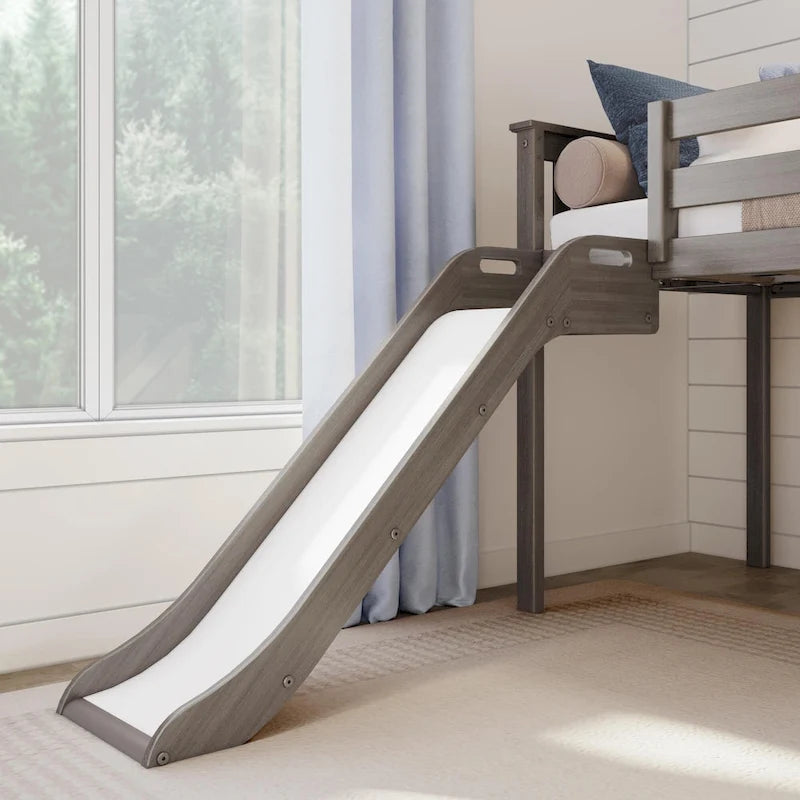 Twin-Size Low Loft Bed with Slide and Ladder