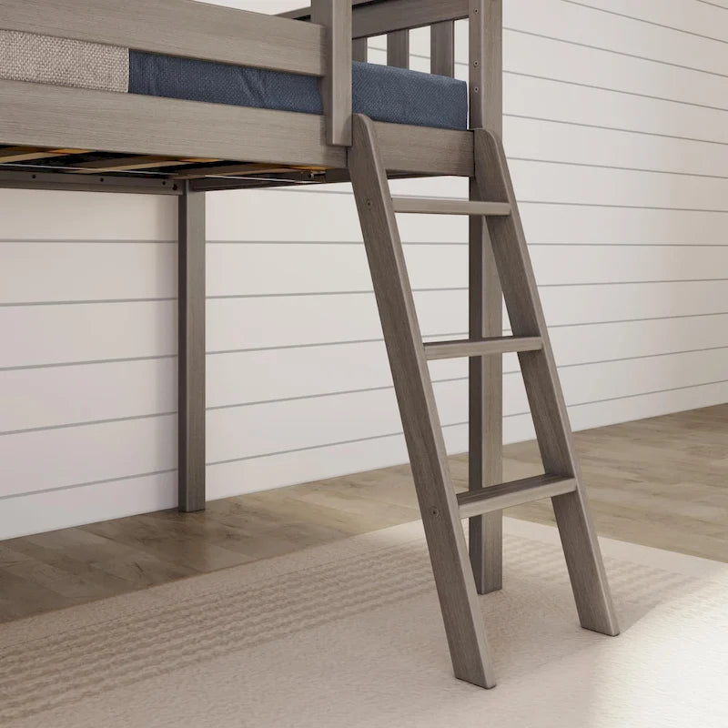 Twin-Size Low Loft Bed with Slide and Ladder
