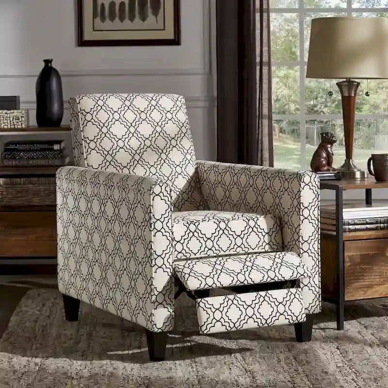Fabric Push-Back Recliner with Patterned Upholstery
