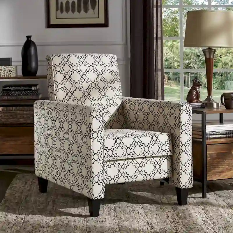 Fabric Push-Back Recliner with Patterned Upholstery