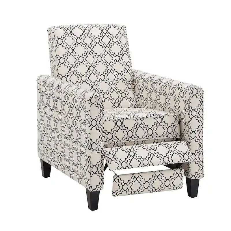 Fabric Push-Back Recliner with Patterned Upholstery