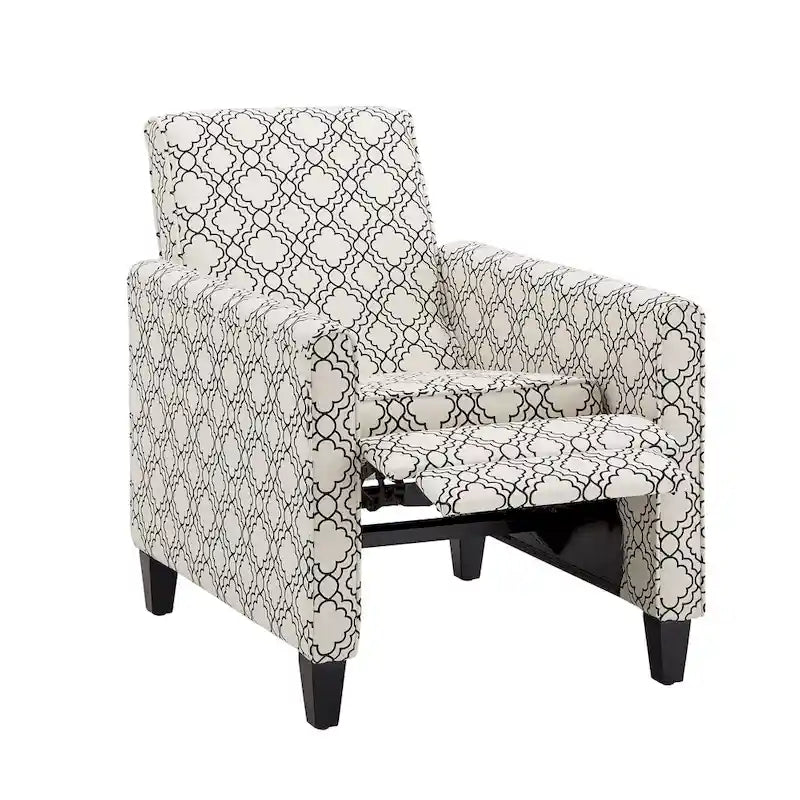 Fabric Push-Back Recliner with Patterned Upholstery