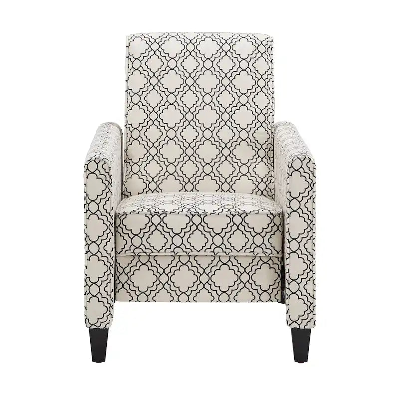 Fabric Push-Back Recliner with Patterned Upholstery