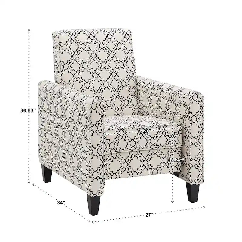 Fabric Push-Back Recliner with Patterned Upholstery