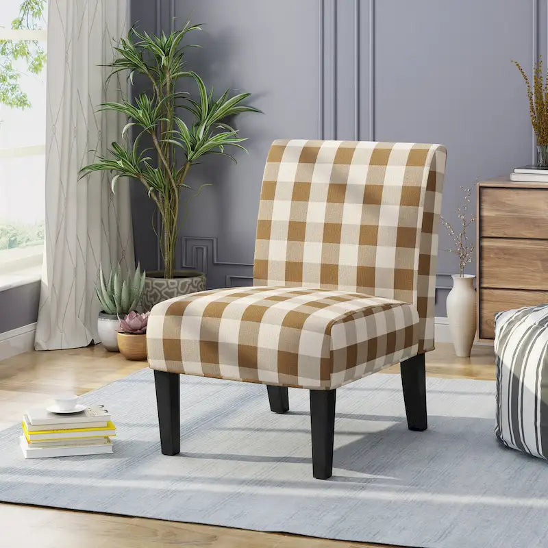 Contemporary Fabric Slipper Accent Chair with Tapered Legs