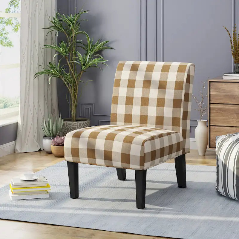 Contemporary Fabric Slipper Accent Chair with Tapered Legs