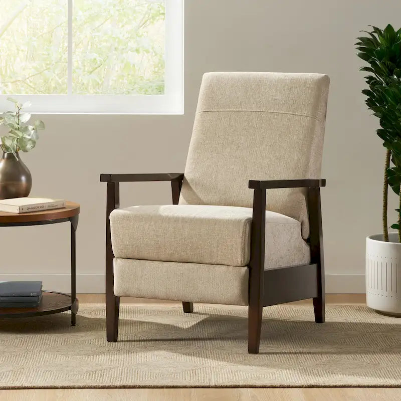 Upholstered Pushback Recliner with Wood Frame