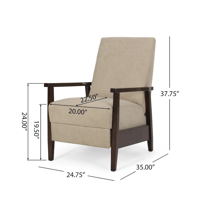 Upholstered Pushback Recliner with Wood Frame