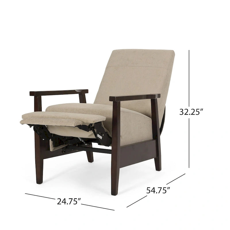 Upholstered Pushback Recliner with Wood Frame
