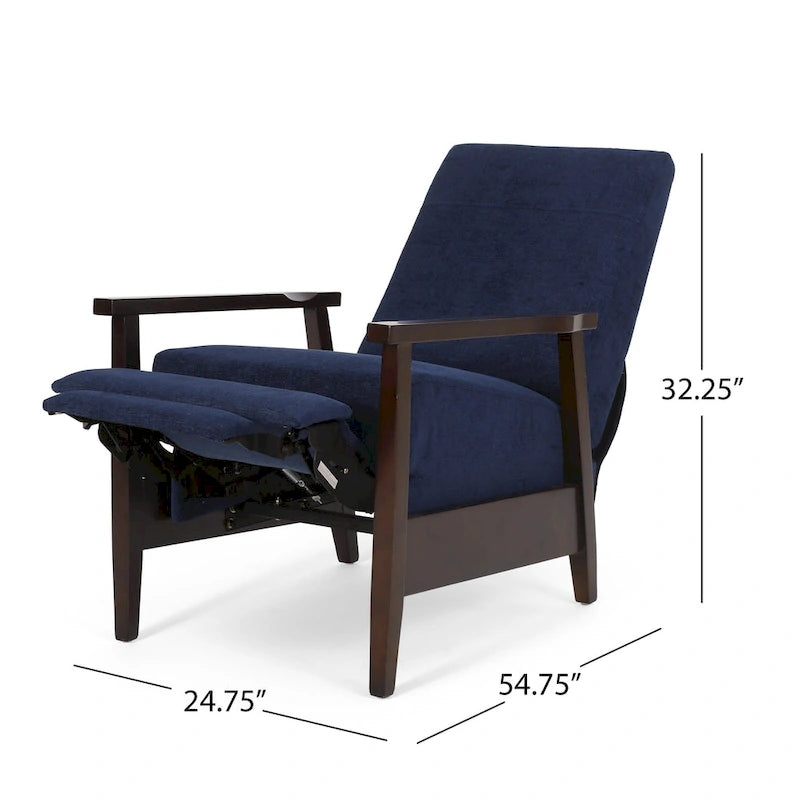 Upholstered Pushback Recliner with Wood Frame