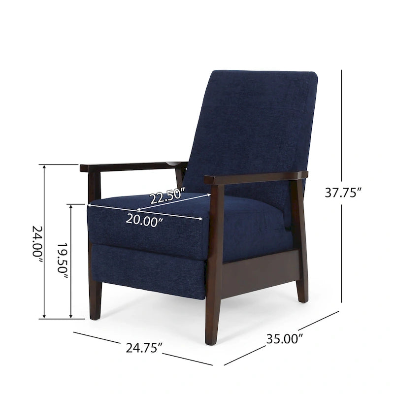 Upholstered Pushback Recliner with Wood Frame