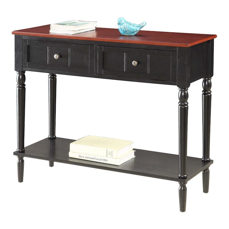 French Country 2-Drawer Hall Table with Lower Shelf