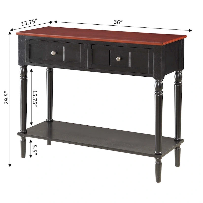 French Country 2-Drawer Hall Table with Lower Shelf