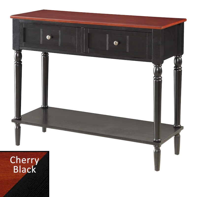 French Country 2-Drawer Hall Table with Lower Shelf
