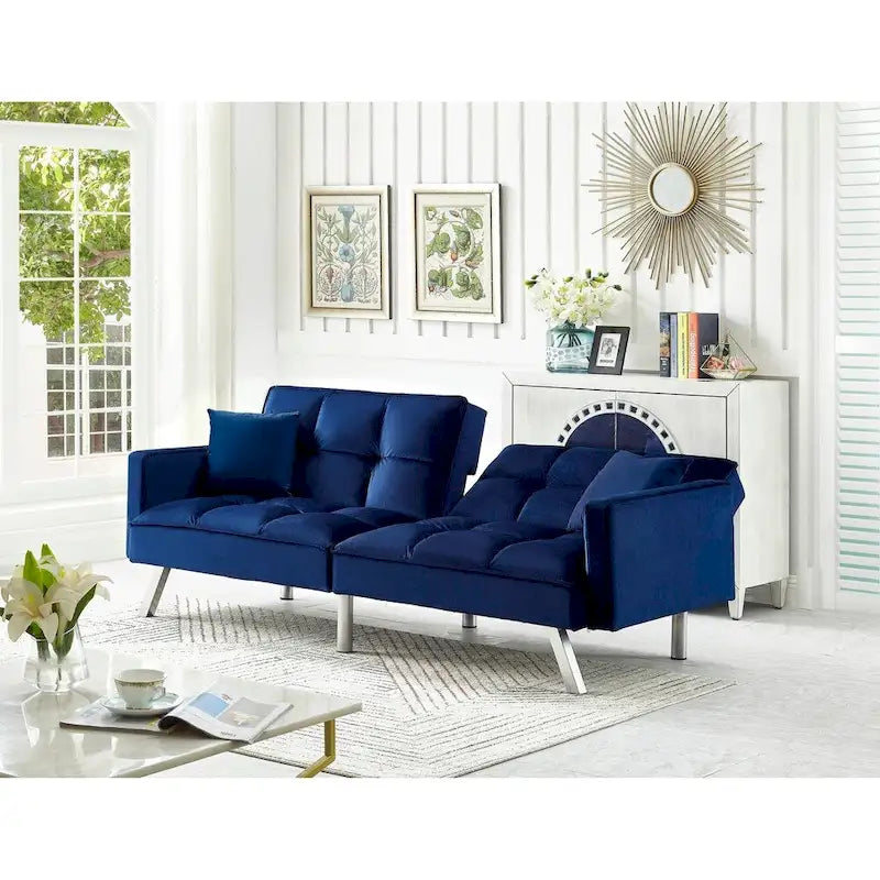 Comfortable Velvet Multi-position Sleeper Sofa Bed