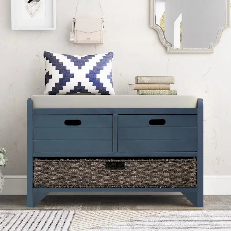 Fully Assembled Shoe Bench with Removable Cushion