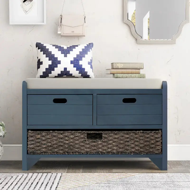 Fully Assembled Shoe Bench with Removable Cushion