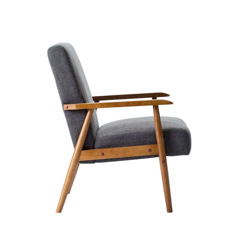Fabric Accent Chair with Rubberwood Legs and Armrests