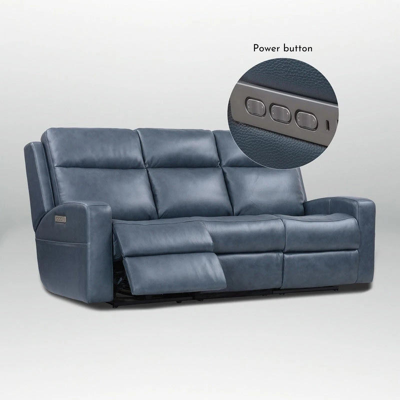 Power Reclining Sofa with Leather Seating, USB-C and Adjustable Headrests