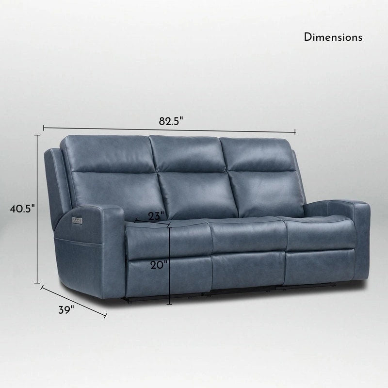 Power Reclining Sofa with Leather Seating, USB-C and Adjustable Headrests
