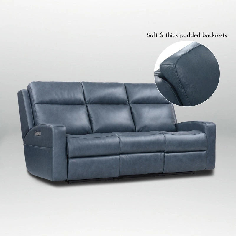 Power Reclining Sofa with Leather Seating, USB-C and Adjustable Headrests