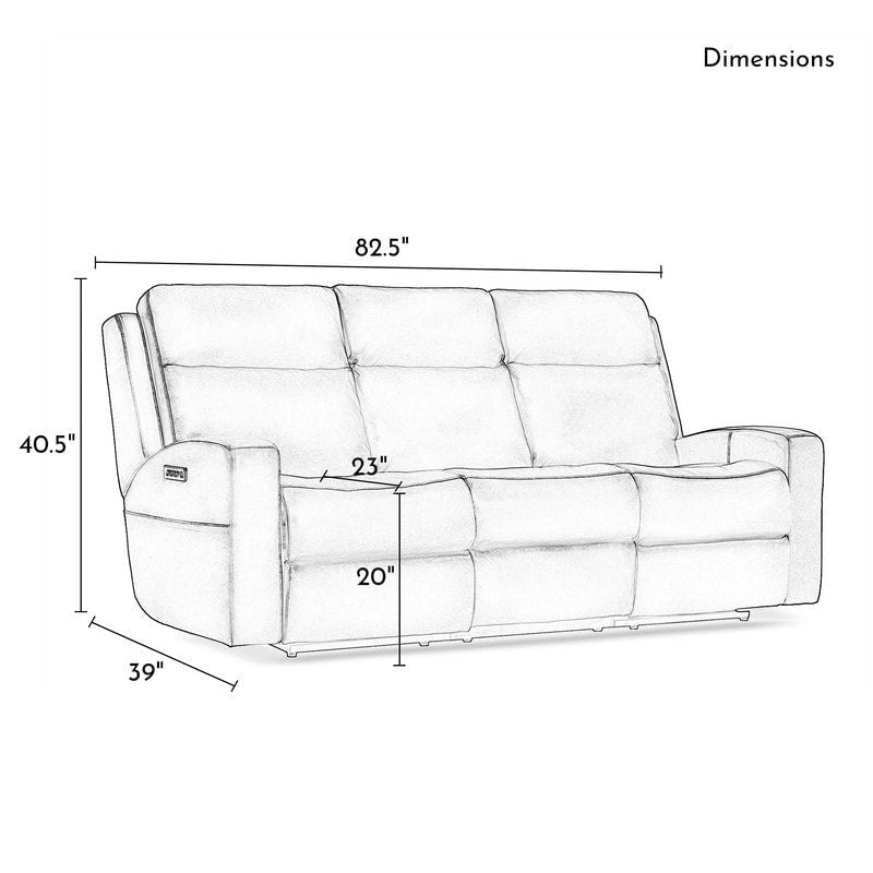 Power Reclining Sofa with Leather Seating, USB-C and Adjustable Headrests