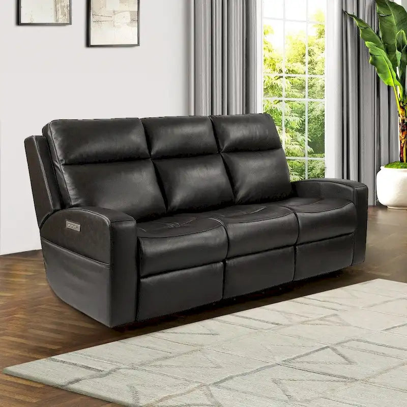 Power Reclining Sofa with Leather Seating, USB-C and Adjustable Headrests