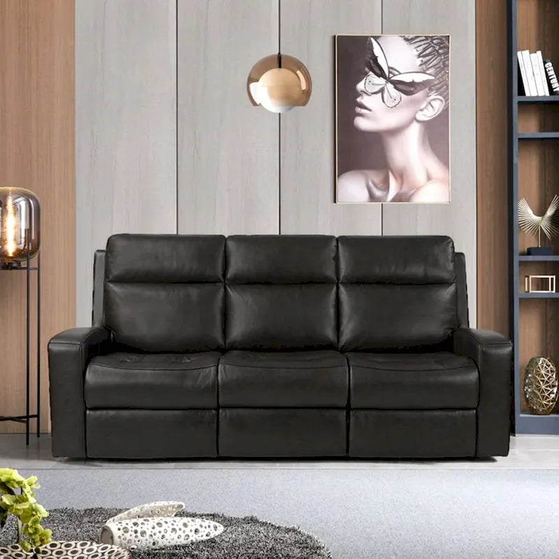Power Reclining Sofa with Leather Seating, USB-C and Adjustable Headrests