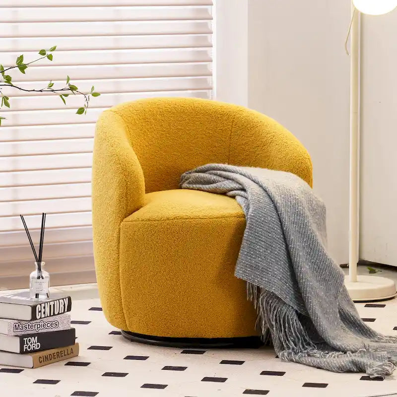 Teddy Fabric Swivel Accent Armchair Barrel Chair