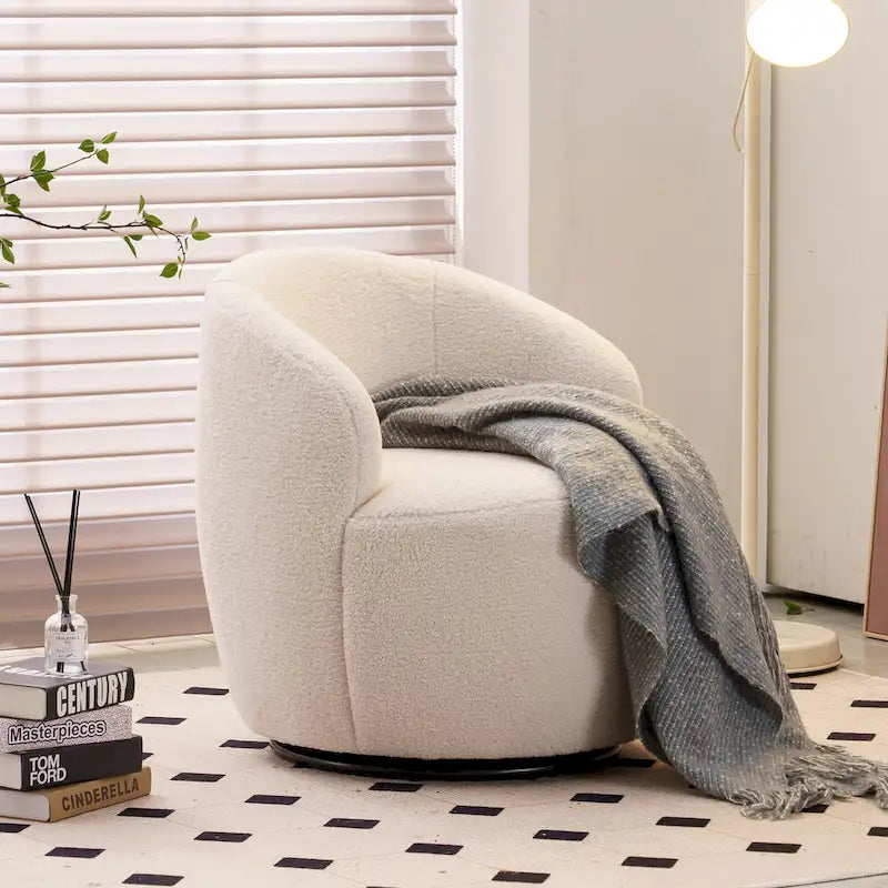 Teddy Fabric Swivel Accent Armchair Barrel Chair