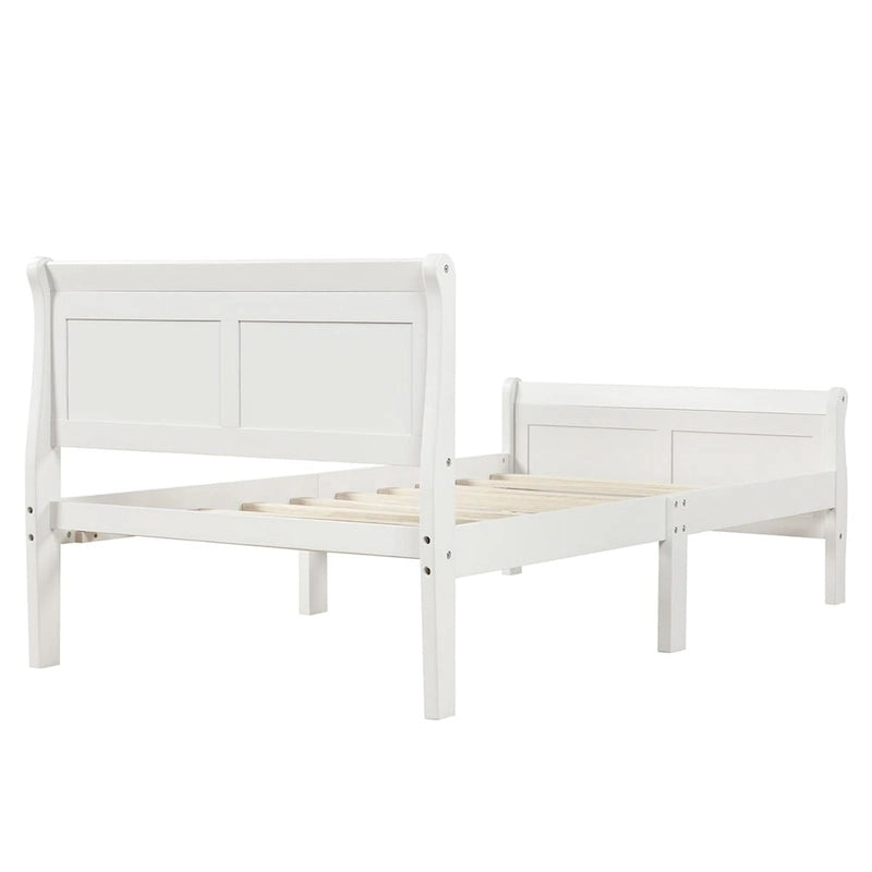 Wood Twin Sleigh Bed with Headboard and Footboard
