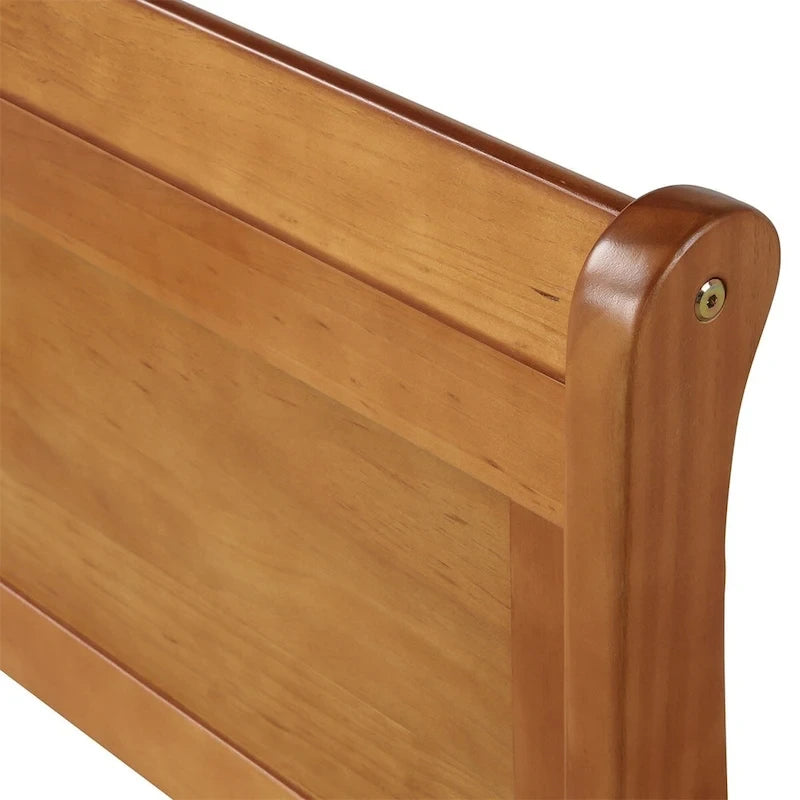 Wood Twin Sleigh Bed with Headboard and Footboard