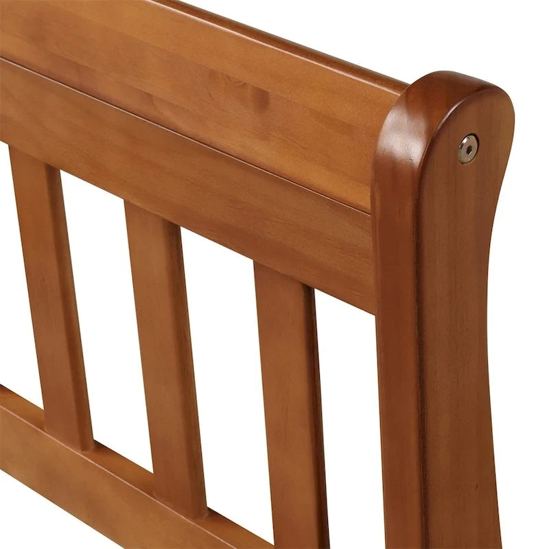 Wood Twin Sleigh Bed with Headboard and Footboard