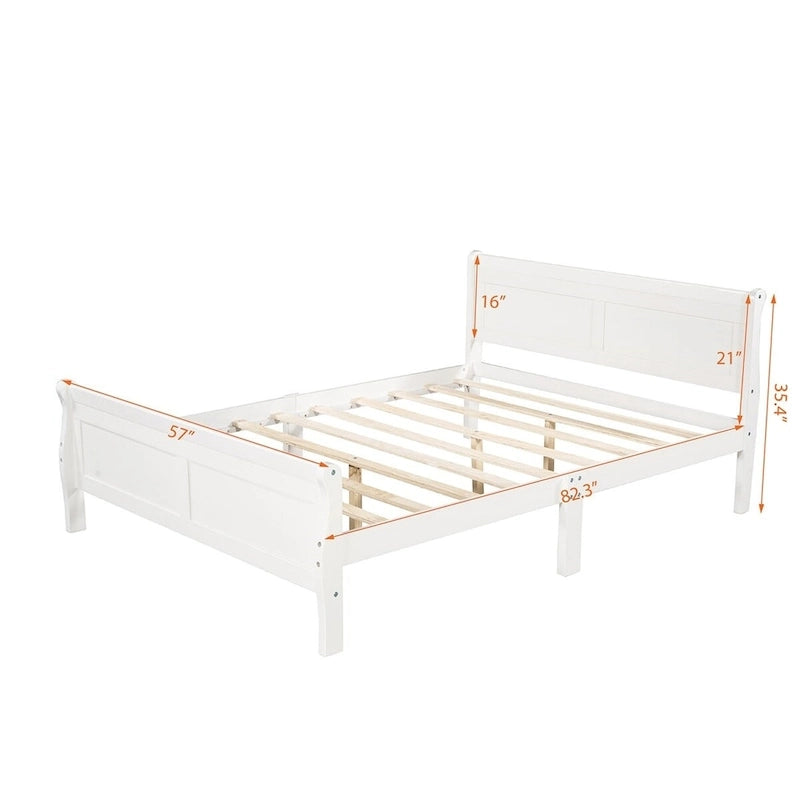 Wood Twin Sleigh Bed with Headboard and Footboard