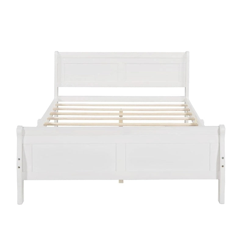 Wood Twin Sleigh Bed with Headboard and Footboard