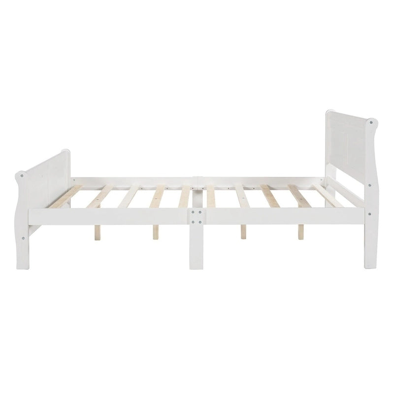 Wood Twin Sleigh Bed with Headboard and Footboard