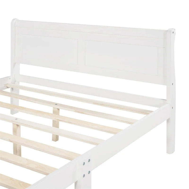 Wood Twin Sleigh Bed with Headboard and Footboard