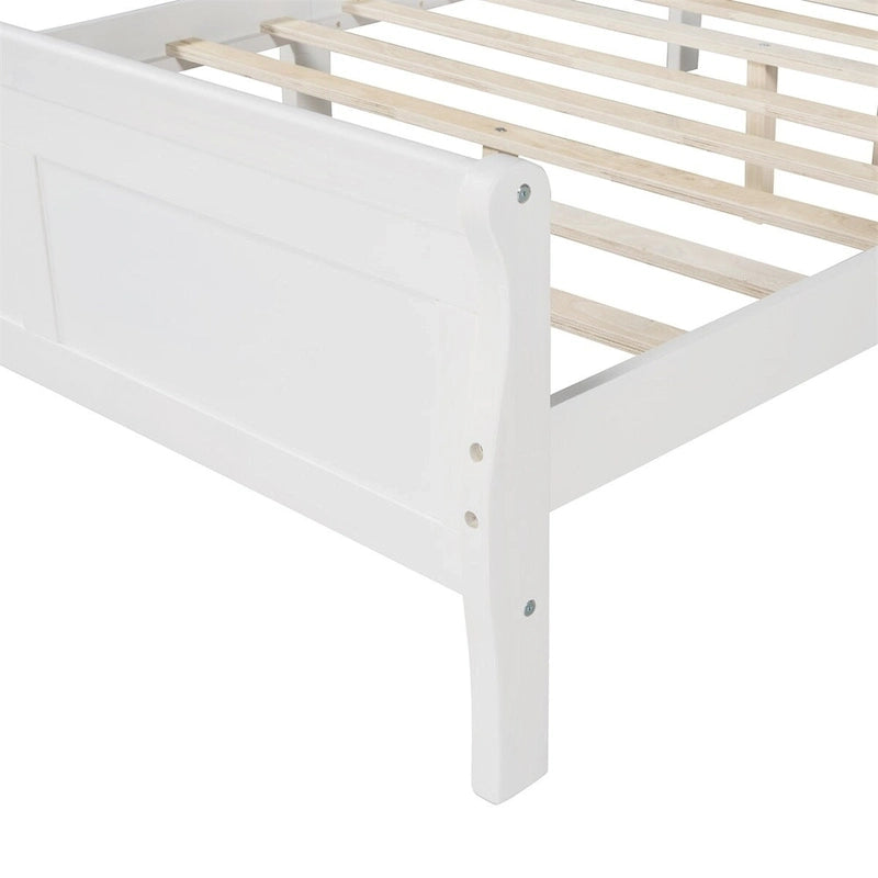 Wood Twin Sleigh Bed with Headboard and Footboard