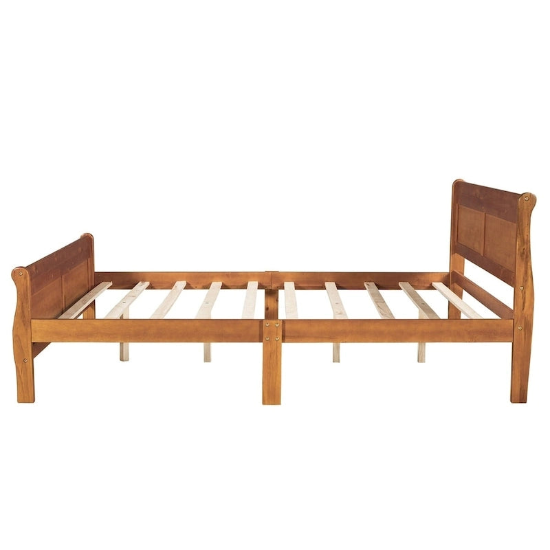 Wood Twin Sleigh Bed with Headboard and Footboard
