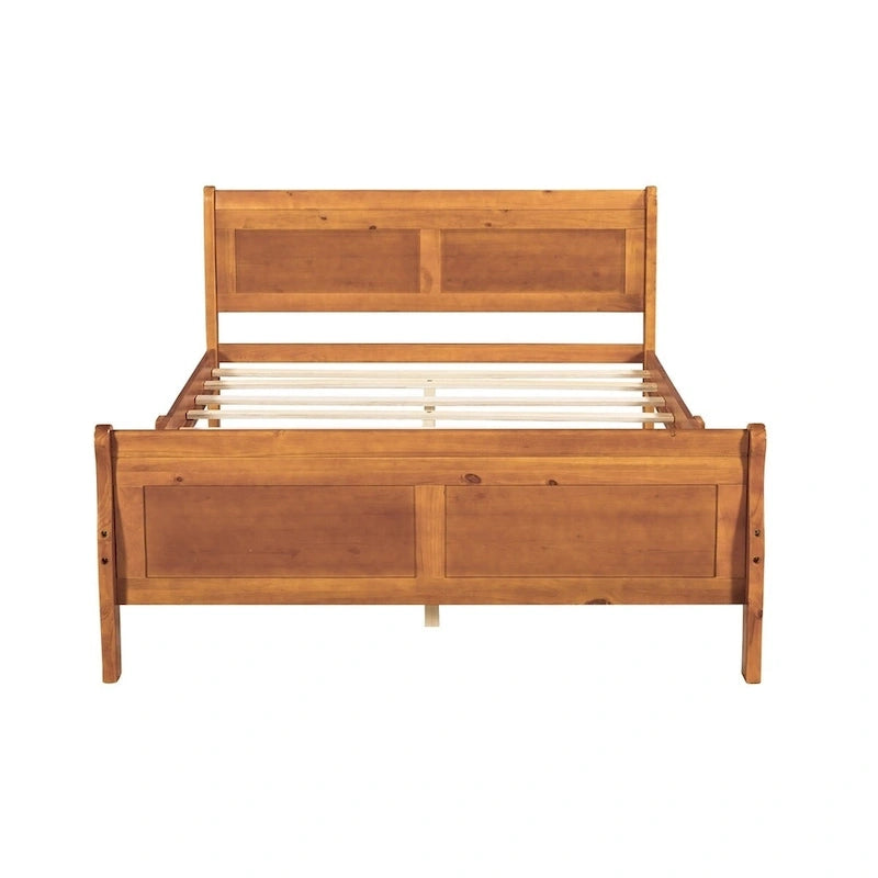 Wood Twin Sleigh Bed with Headboard and Footboard