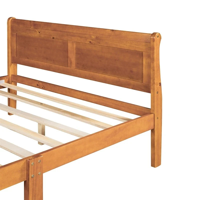 Wood Twin Sleigh Bed with Headboard and Footboard