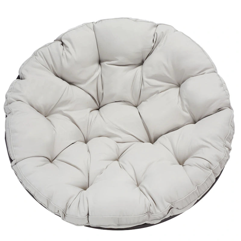 Outdoor Papasan Chair with Grey Upholstery, 45 x 45 x 33 Inches