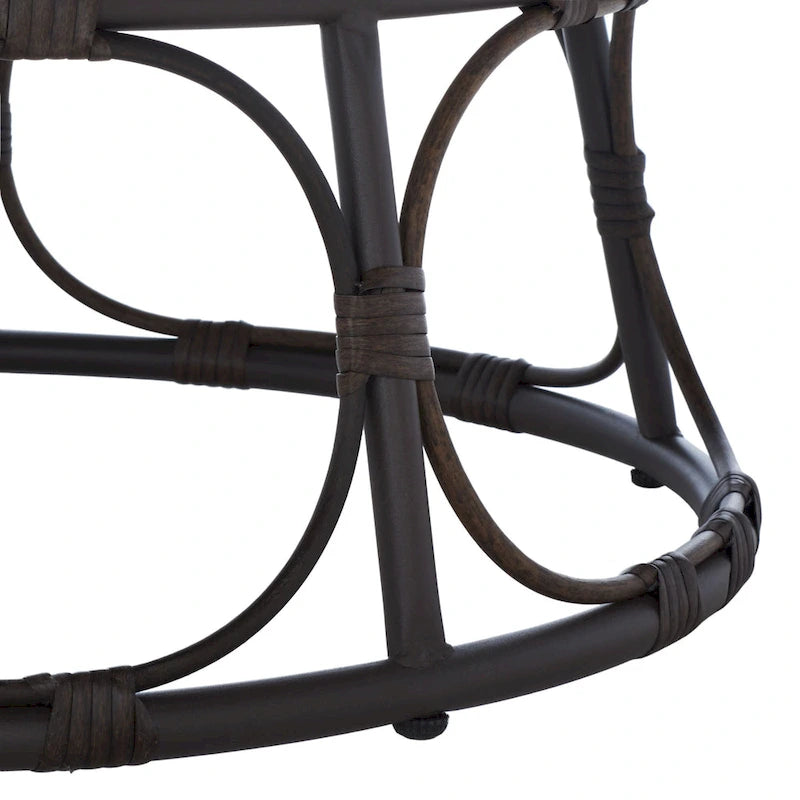 Outdoor Papasan Chair with Grey Upholstery, 45 x 45 x 33 Inches
