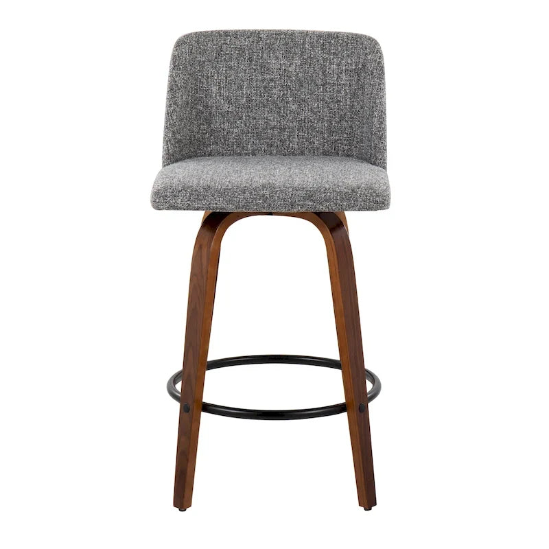 Set of 2 Swivel Counter Stools with Black Round Footrests