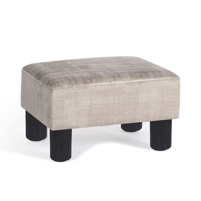 15-Inch Velvet Ottoman Footstool with Hidden Storage