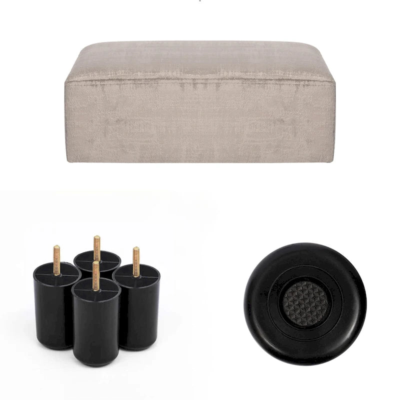 15-Inch Velvet Ottoman Footstool with Hidden Storage