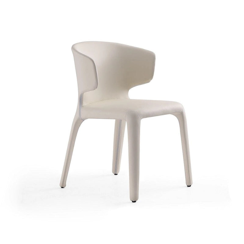 Cream Faux Leather Dining Chairs with Metal Frames, Set of 2