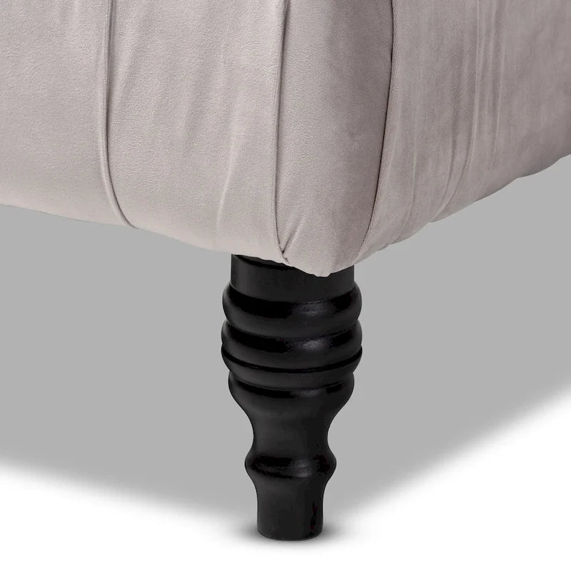 Transitional Velvet Fabric Cocktail Ottoman